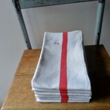 Set of 6 antique half-cloths, embroidered BR