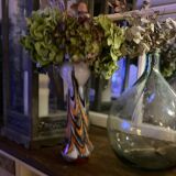 Vintage murano glass vase orange, white brown attributed to carlo moretti