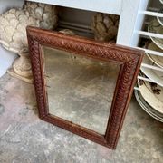Bevelled mirror in moulded wood 39 x 33 cm