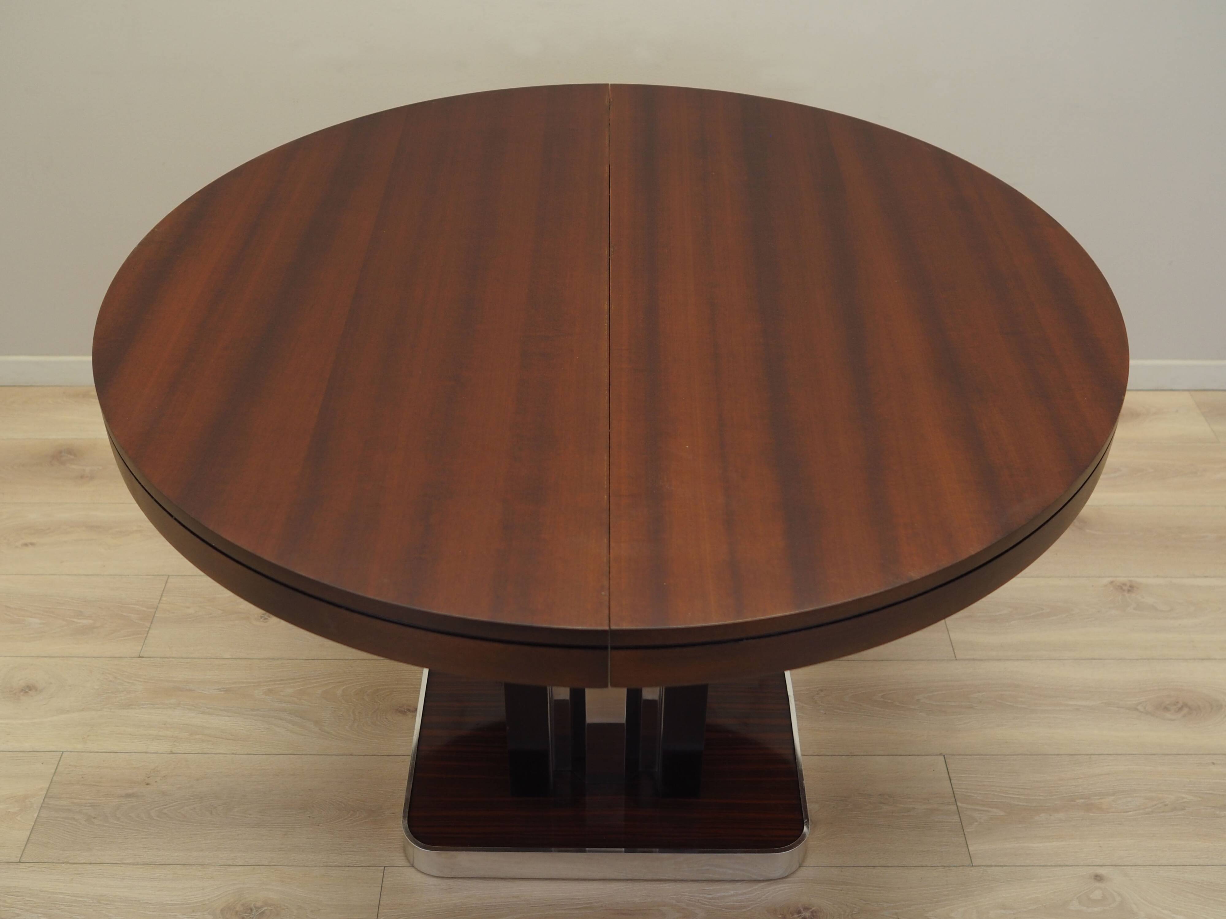 Round mahogany table, Italian design, 1970s, production: Italy