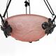 Suspension en fer forgé, vasque rose à décor floral, Art Deco, Circa 1930