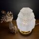 Table lamp vintage globe art deco glass of Clichy white