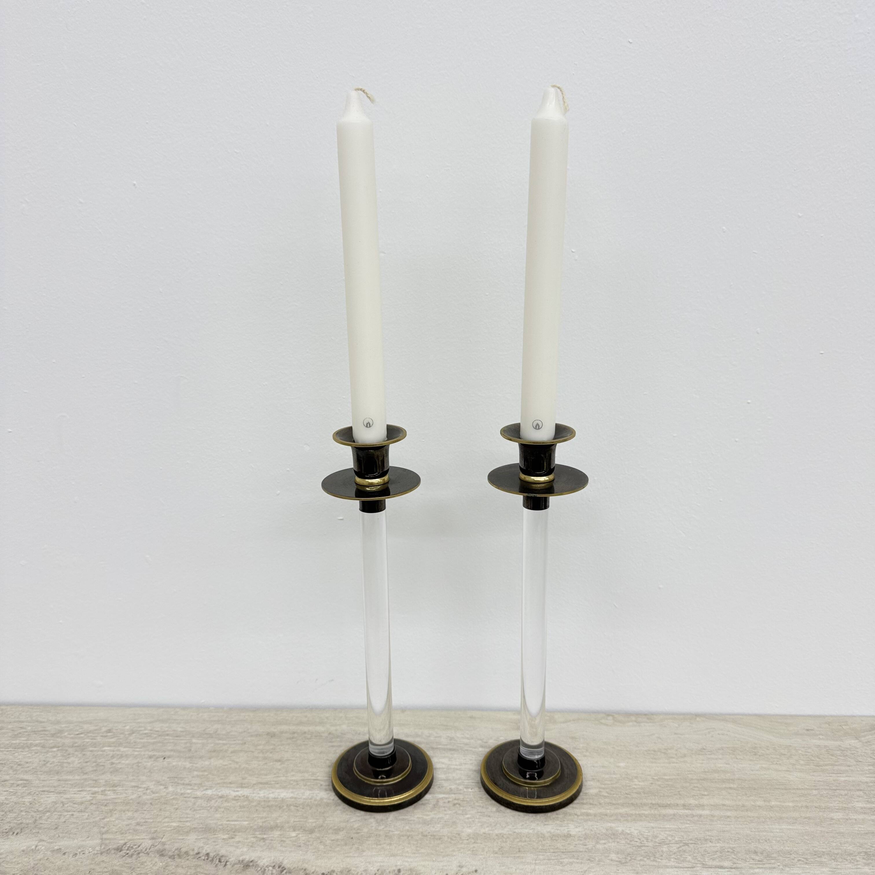 Set of 2 Caravell lucite candle sticks, 1970’s
