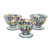 Set of three blue Murano glasses, ice cream bowls, Italy, Europe, 2000s