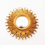 Vintage 1970's gilt sunburst mirror - vintage gilt sunburst convex mirror