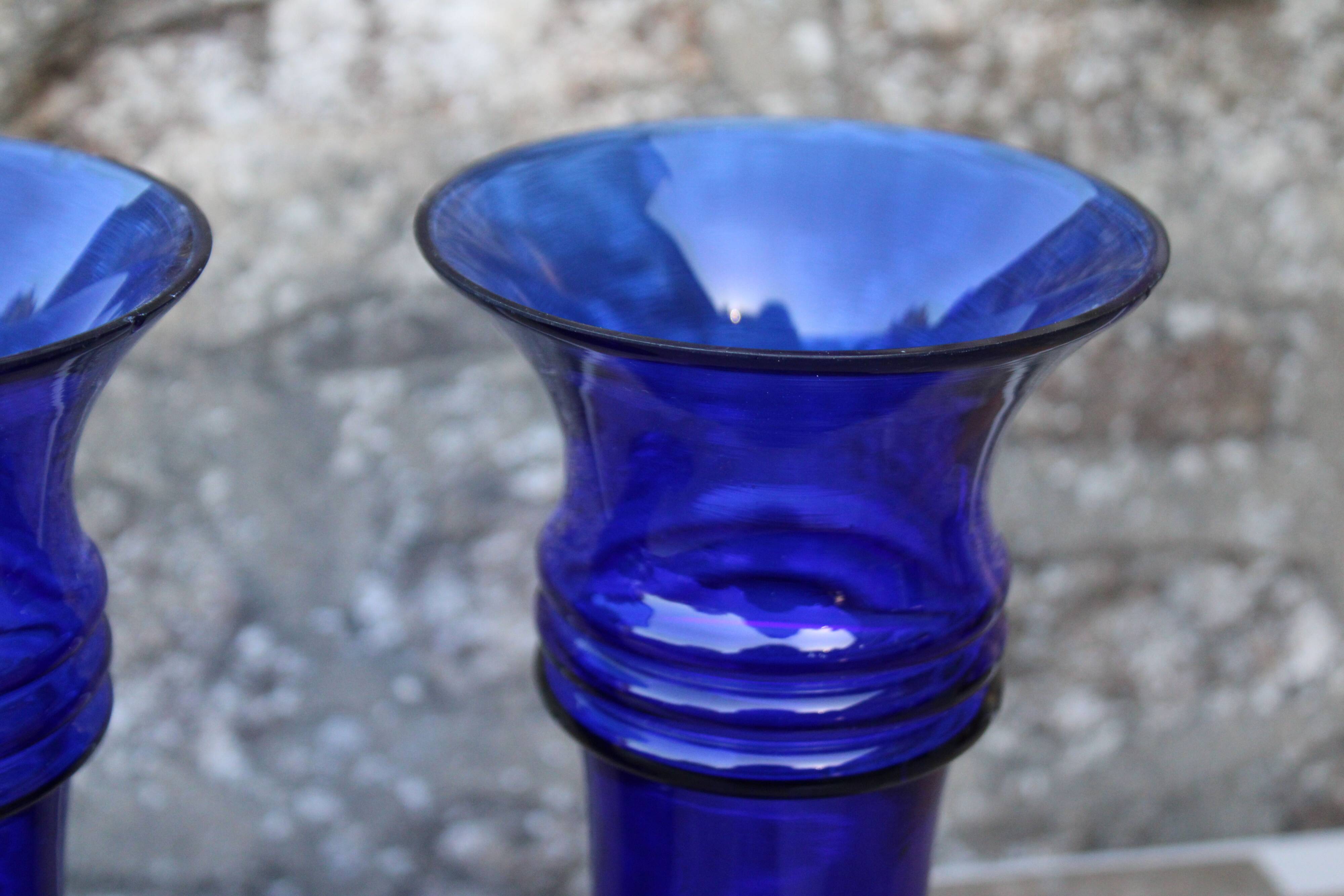Pair of Holmegaard cobalt blue vases – Scandinavian design – Michael Bang