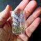 9 small vintage silkscreened blue flower pattern glasses from 1940/50