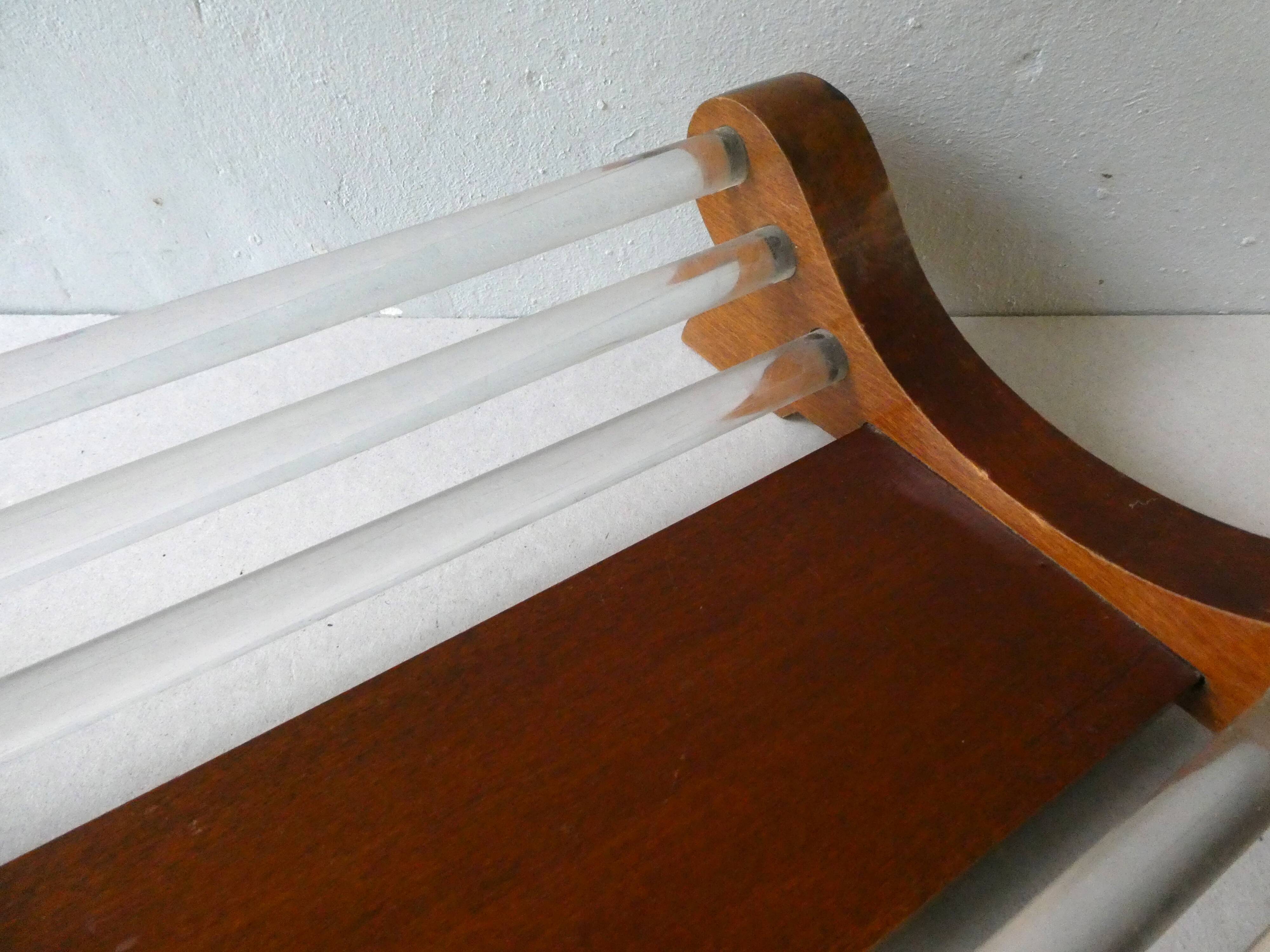 Corbeille à fruits, art Deco,  en bois et tubes de verre