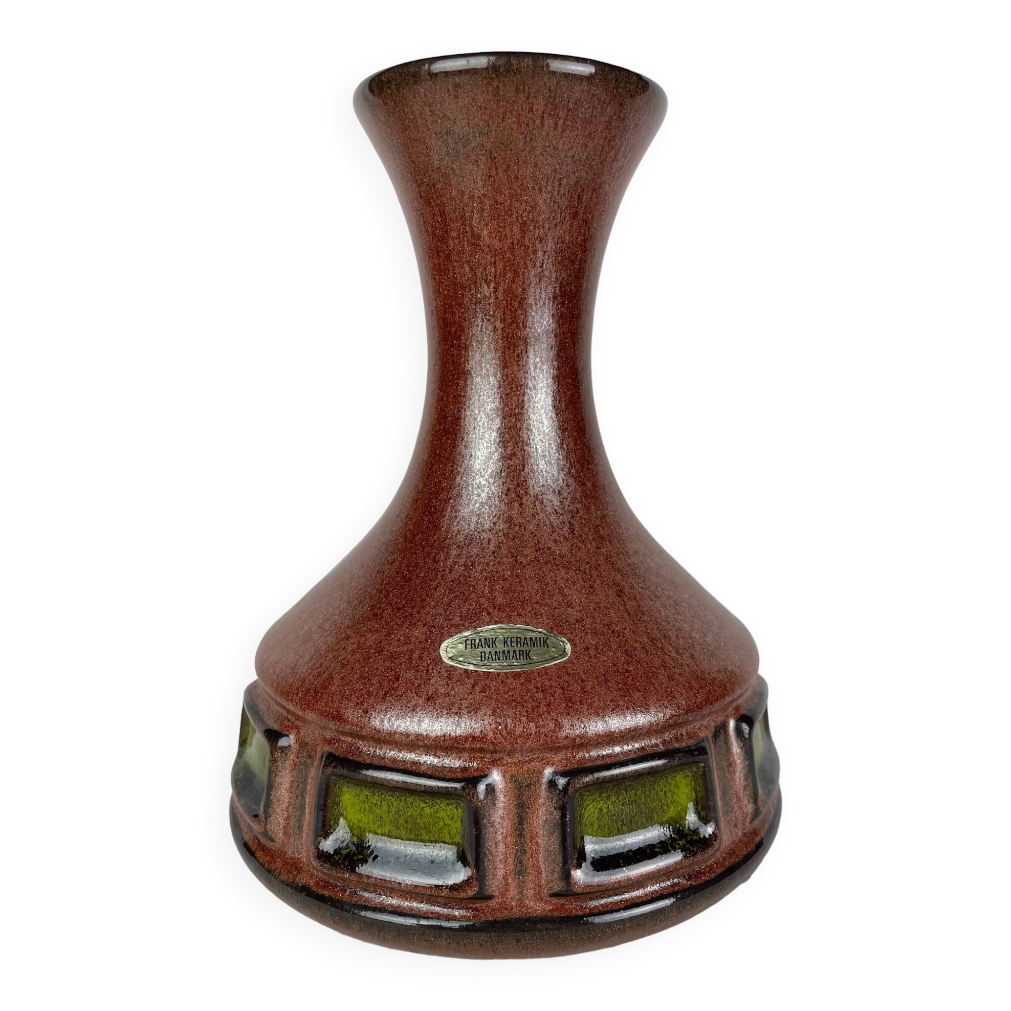 Vase made in Denmark brown and green