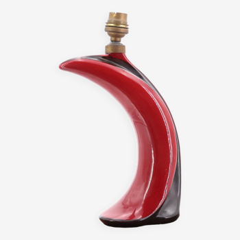 Black arched and burgundy ceramic lamp, 50s