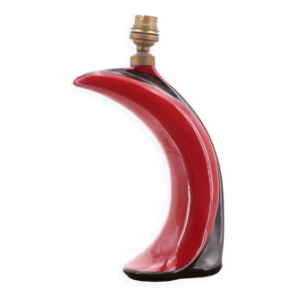 Black arched and burgundy ceramic lamp, 50s