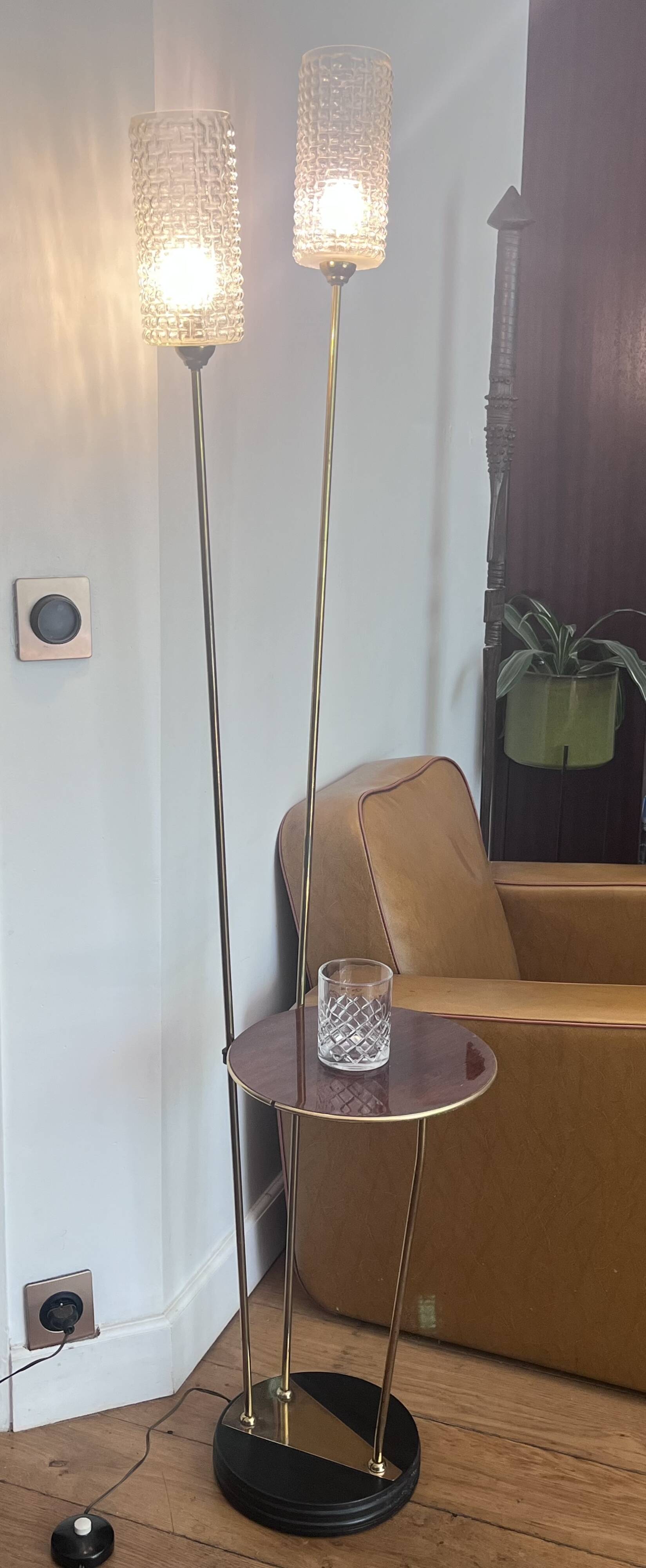 Lampadaire vintage avec tablette intégrée - Année 70
