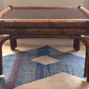 Bamboo and smoked glass coffee table,1960s