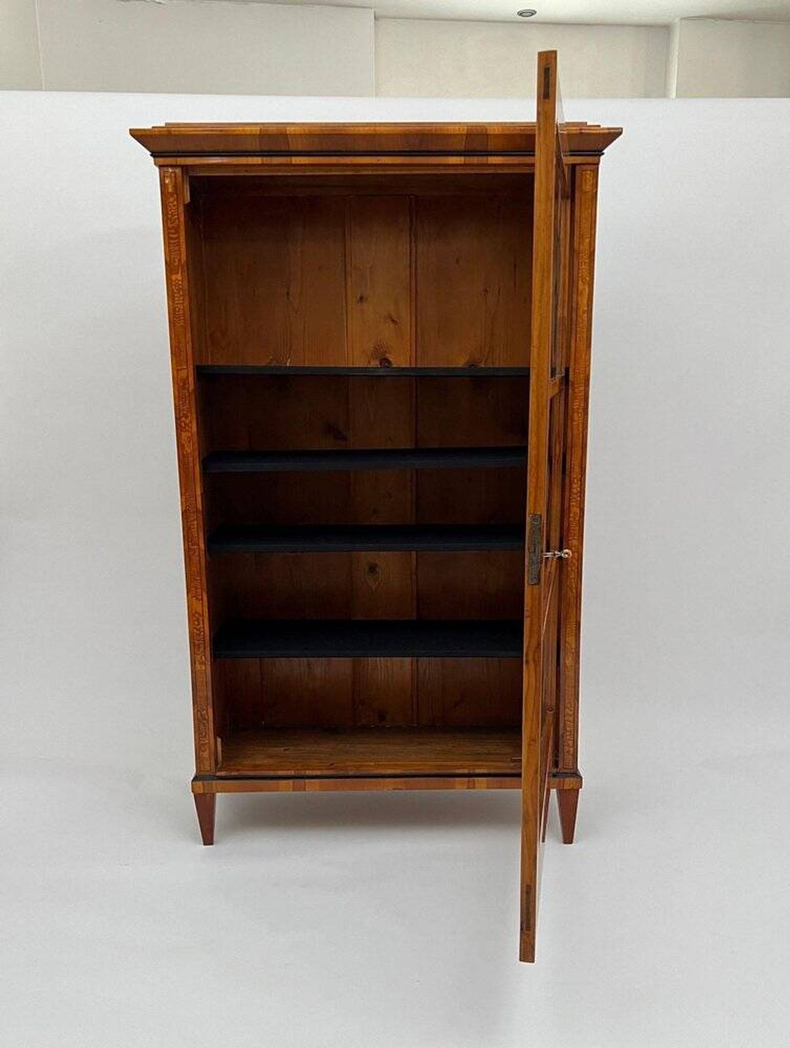 Biedermeier Display Cabinet in Cherry Veneer, Ash Burl, Austria, 1820s