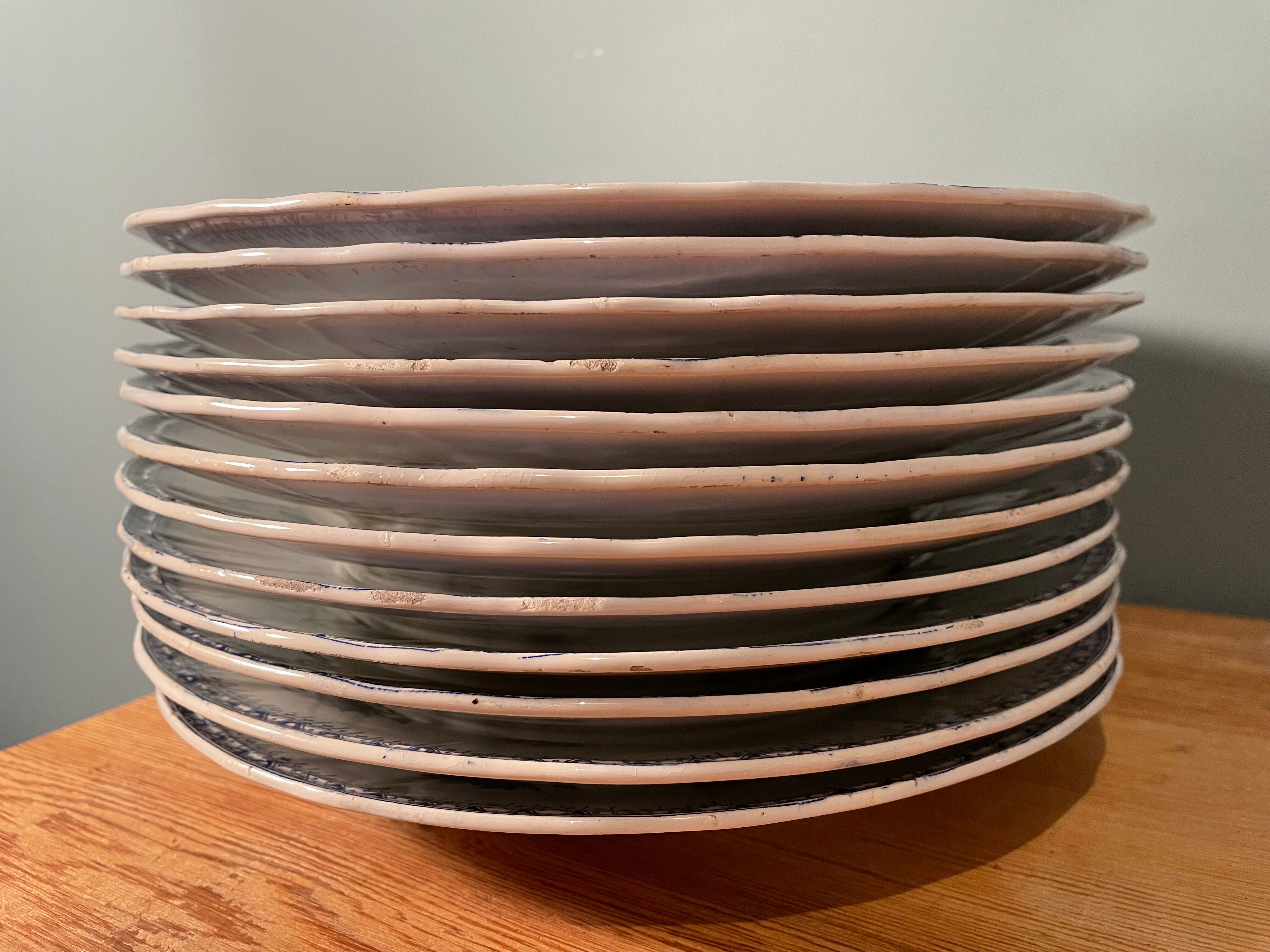 Set of 12 flat plates Terre de Fer St Amand and Hamage