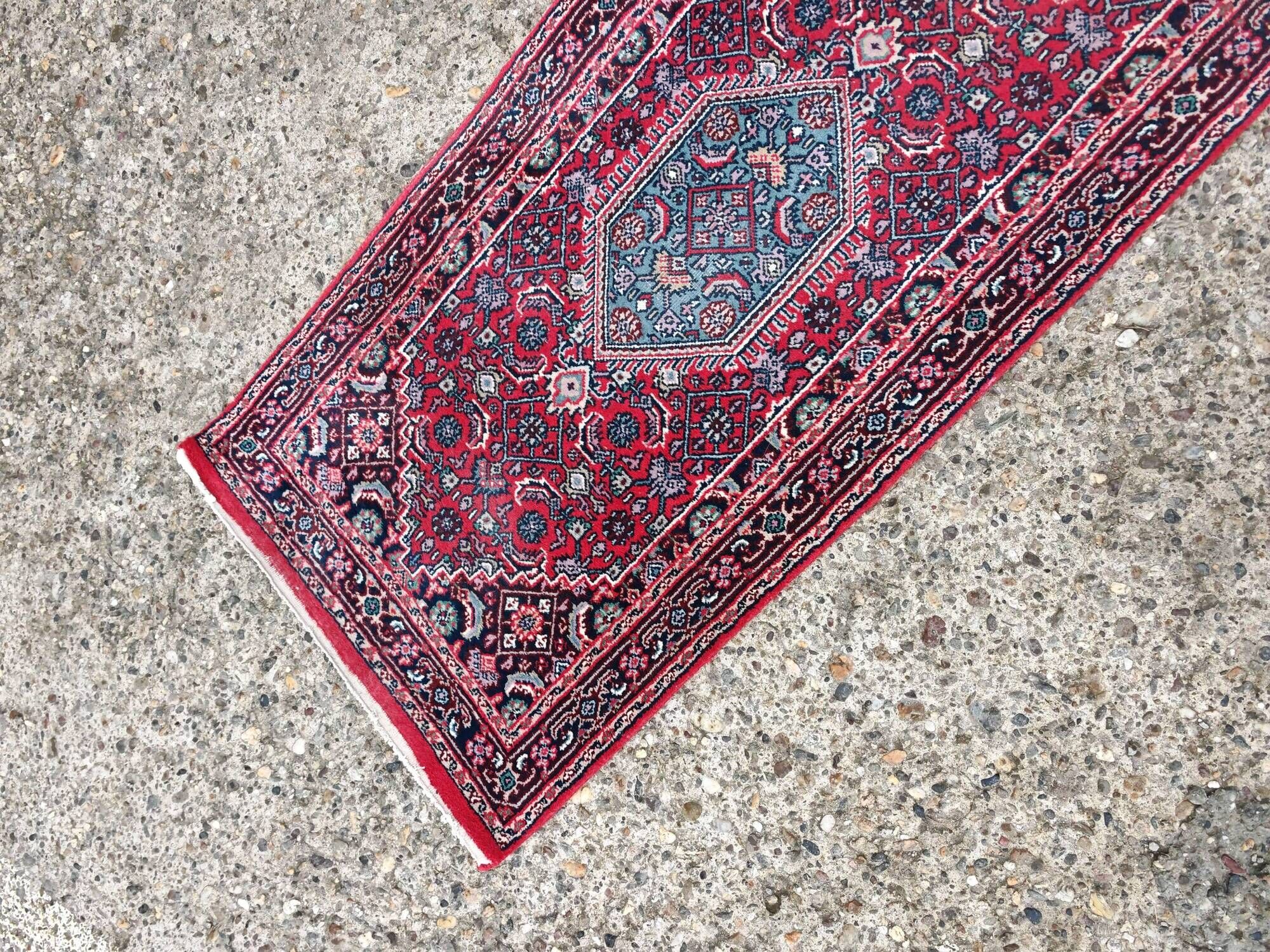 Tapis coureur Bidjar vintage noué main années 1950