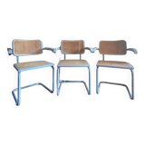 Set of 3 Cesca B64 Marcel Breuer gray armchairs