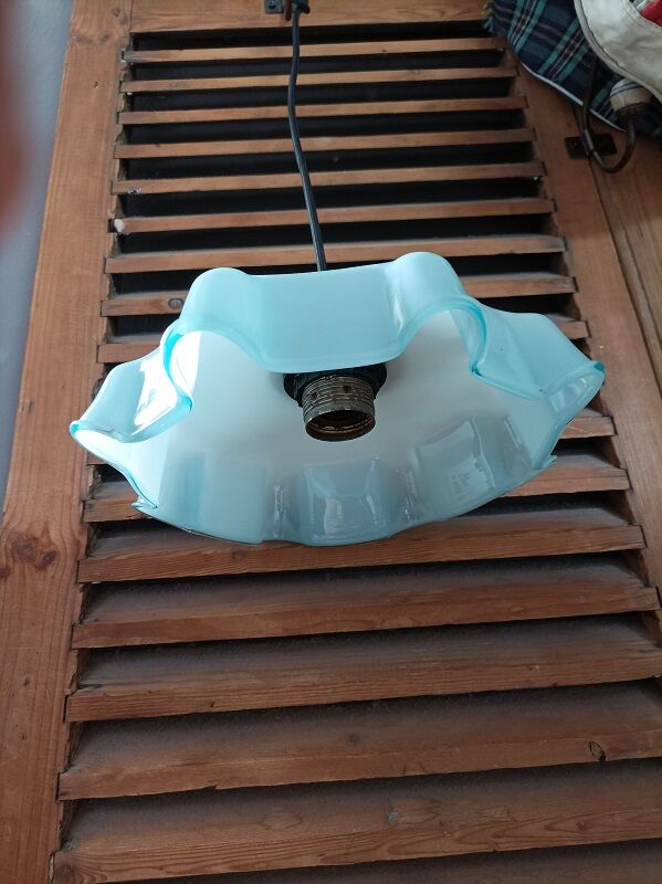 Pendant lampshade corole molded glass blue lace dp 0923068