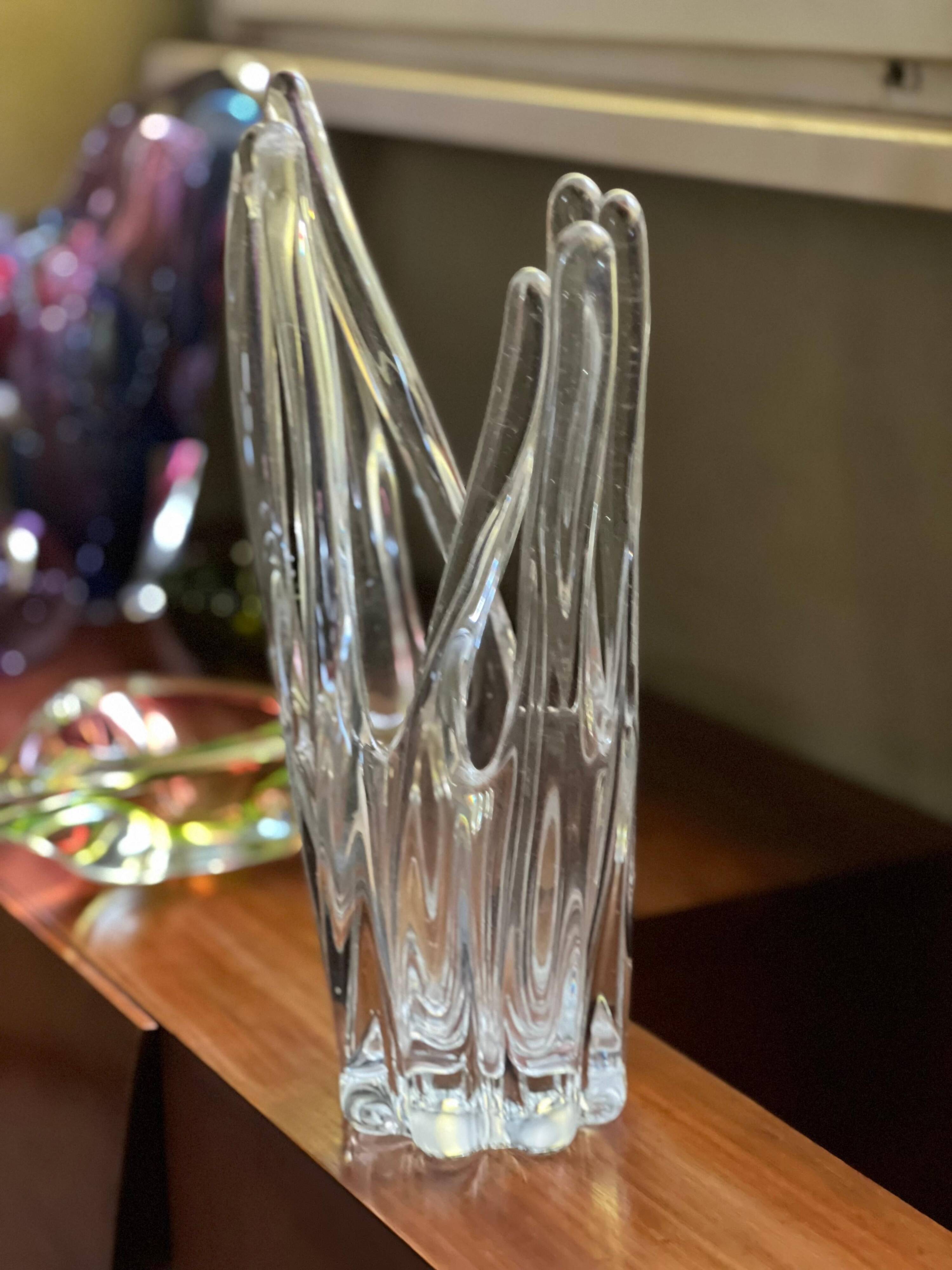 Vase de Murano - Sculpture en verre clair - Soufflé à la main