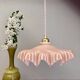 Suspension abat-jour vintage en opaline rose