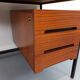 Vintage modernist double-sided desk in mahogany and black metal from the 1960s