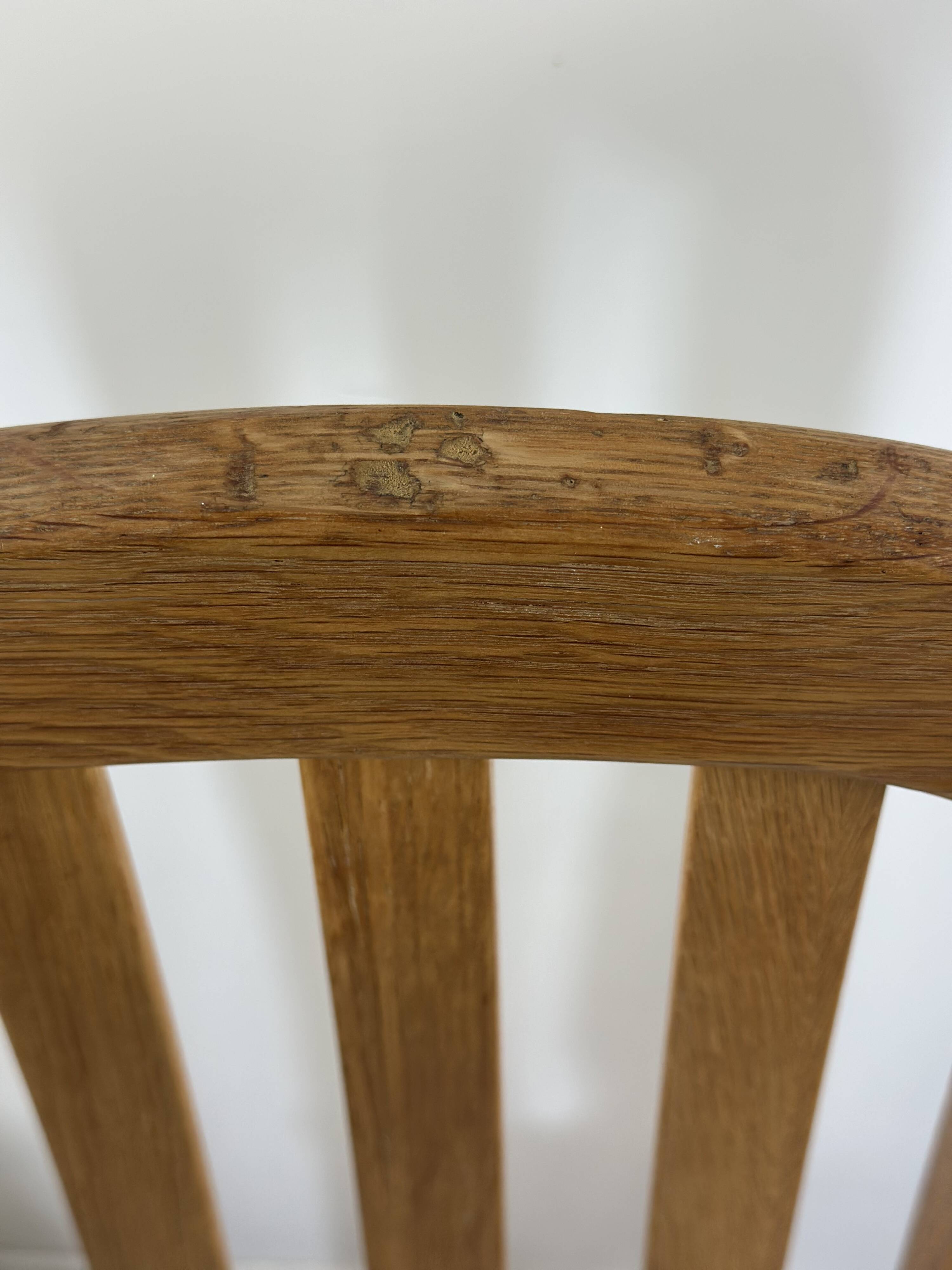 Chairs (set of 4) in solid elm and vintage fabric Findahls Denmark 1980