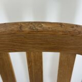 Chairs (set of 4) in solid elm and vintage fabric Findahls Denmark 1980