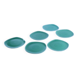 Set of 6 small vintage green plates from Sarreguemines.