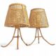 Mid-Century Bamboo and Cane Pair of Large Table Lamps By Louis Sognot, 1970s