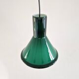 Lampe à suspension Mini P&T en verre vert par Michael Bang pour Holmegaard, Danemark 1970