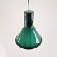 Green glass Mini P&T pendant lamp by Michael Bang for Holmegaard, Denmark 1970's