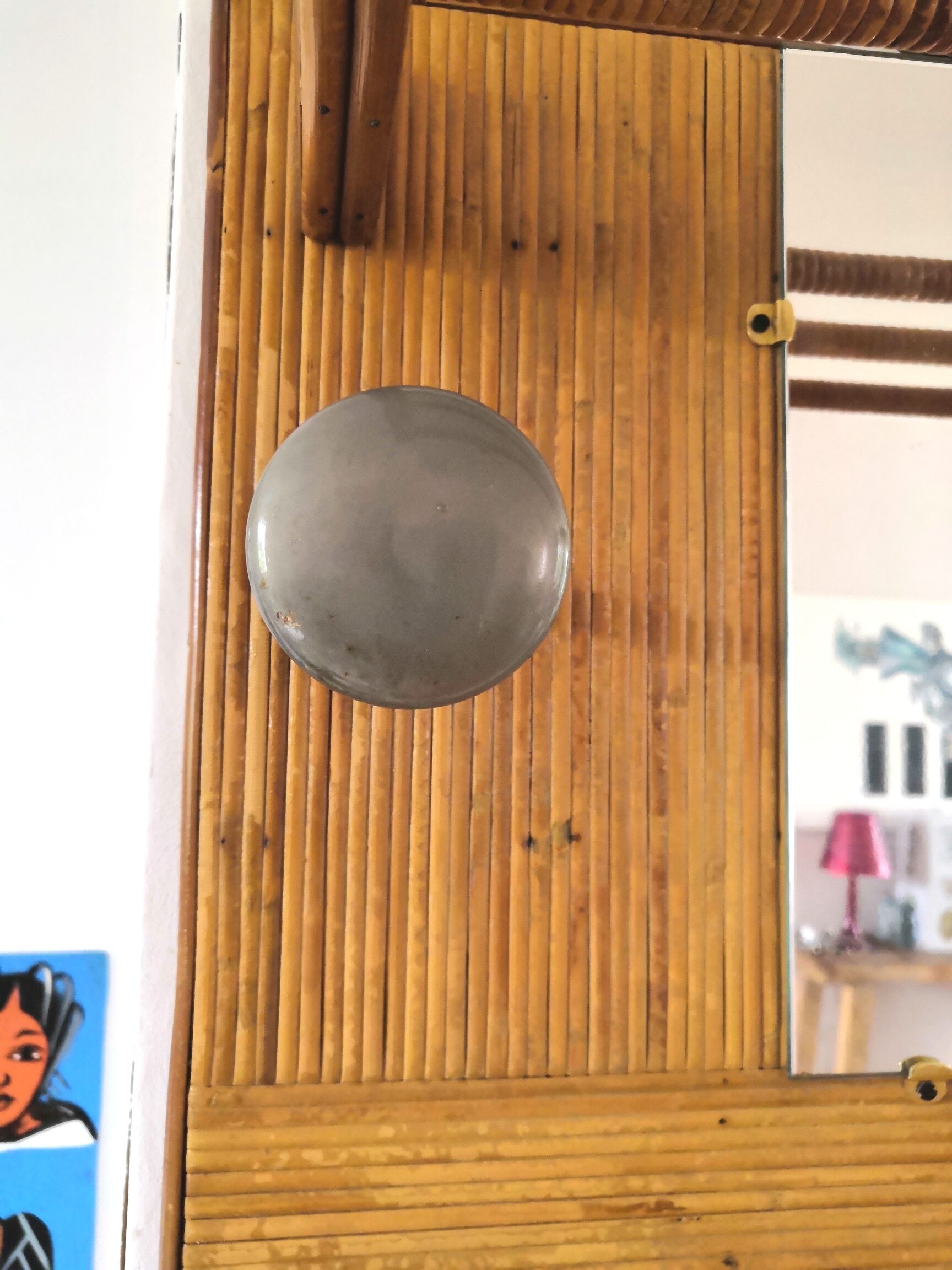 Wardrobe wall coat holder in rattan and steel design 50s - 60s