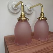 Paire d’appliques murales tulipes roses