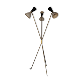 Italian Laiton Lampadary Tripode 3 Bicolor Diabolos on Tiges, Mid-Century Style