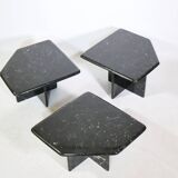 Postmodern marble nesting tables Italy, set of 3, 80s 90s
