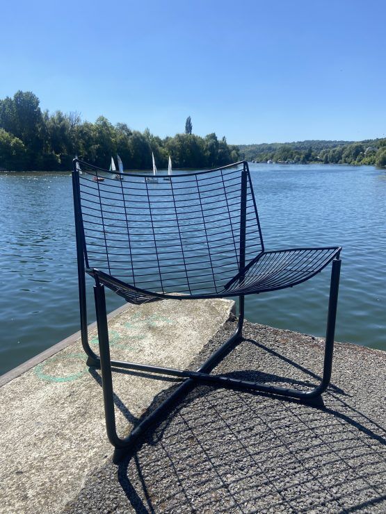 Black räane armchair by niels gammelgaard for ikea