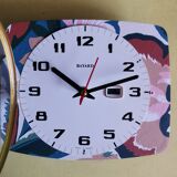 Vintage rectangular silent wall clock "Bayard terracotta green"