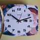 Vintage rectangular silent wall clock "Bayard terracotta green"