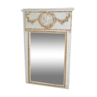 Beige and gold patinated trumeau mirror 111x70cm