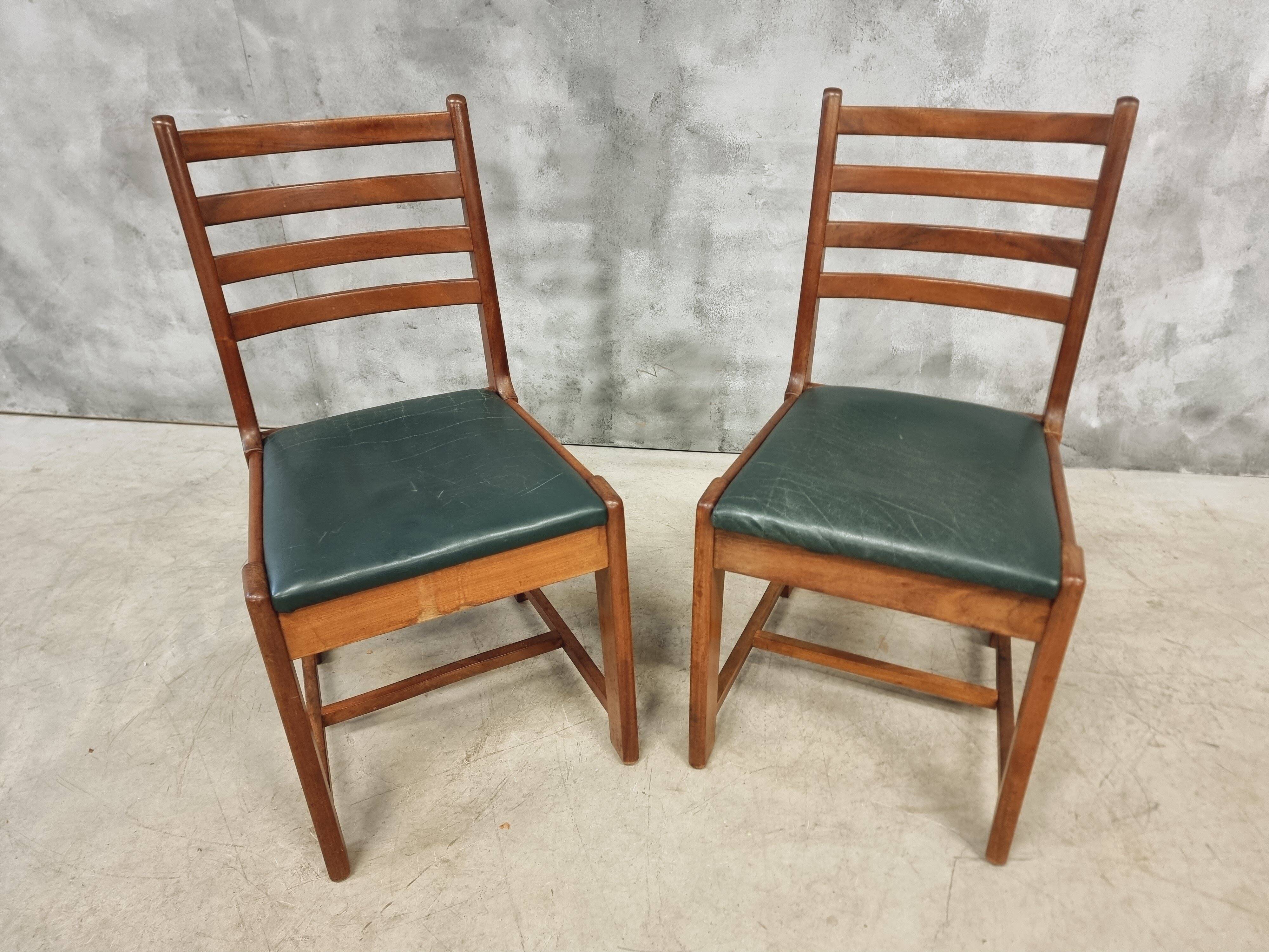 Two Bas van Pelt designer dining chairs in walnut, 1930s