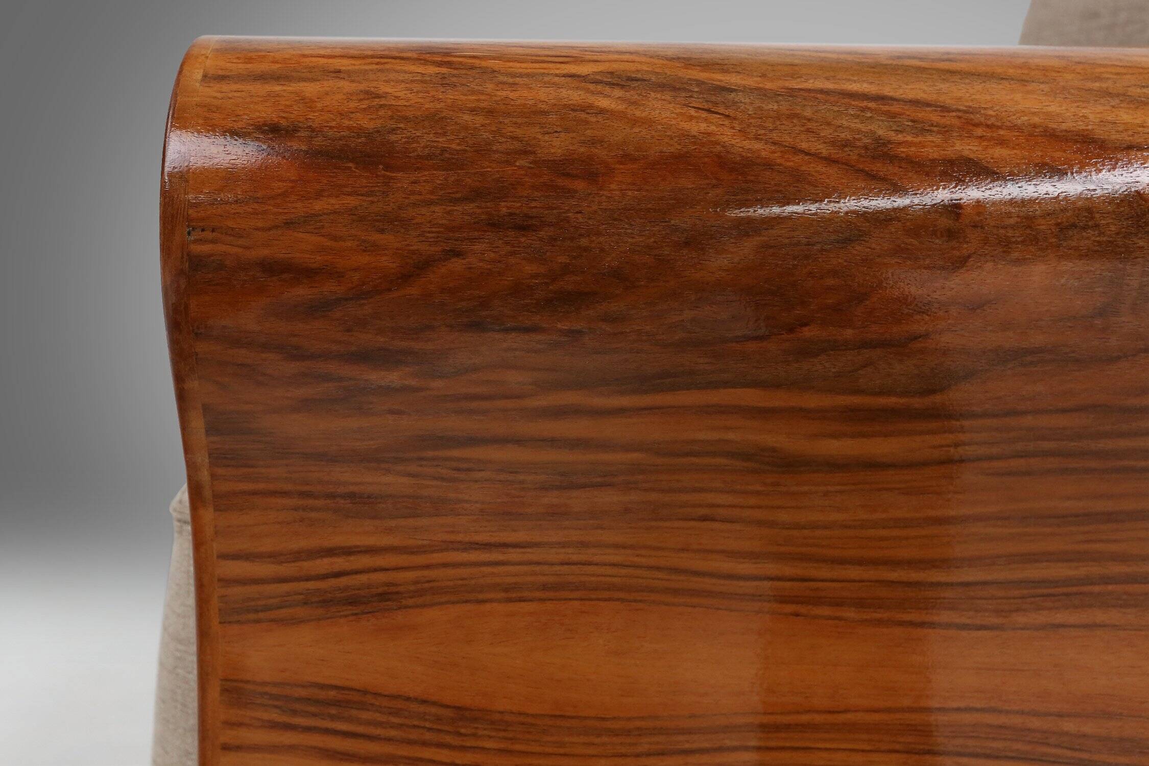 Set of 2 Art Deco Armchairs in Walnut Veneer, France 1930s