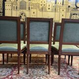 Set of 6 Louis XVI style chairs in green velvet