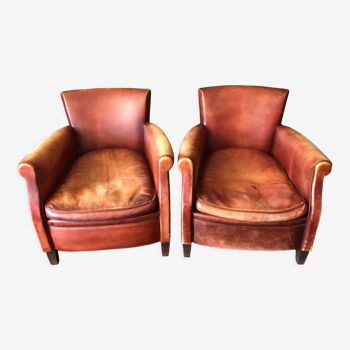 Pair of transatlantic leather club armchairs