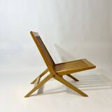 Vintage design solid wood scissor chairs from the 1970s