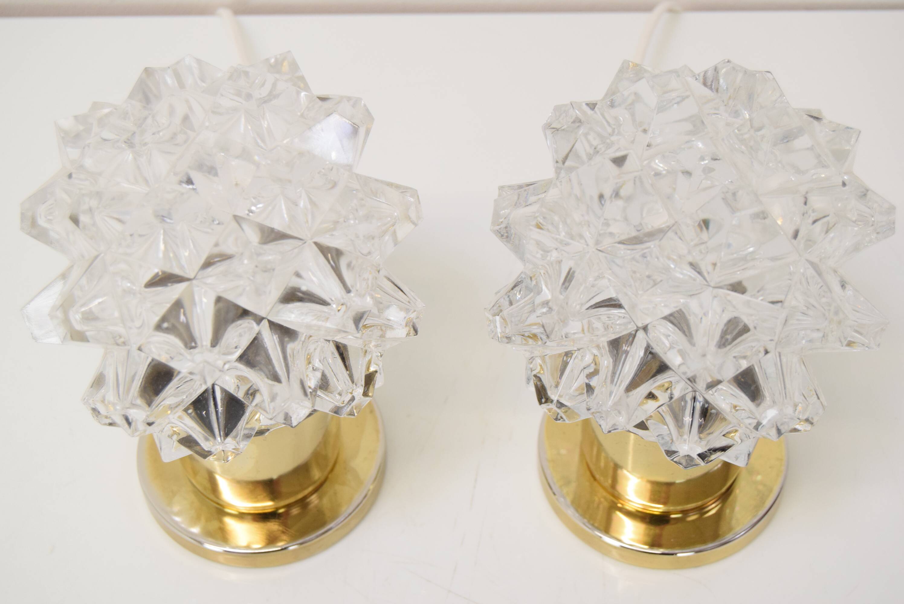 Pair of Design Table or Wall Lamps by Preciosa, Kamenicky Senov, Czechoslovakia, 1960's.