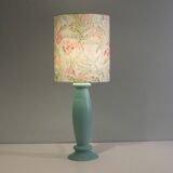 Mint green ceramic table lamp from Porcelaines de Bruxelles in Memphis style. 1980s