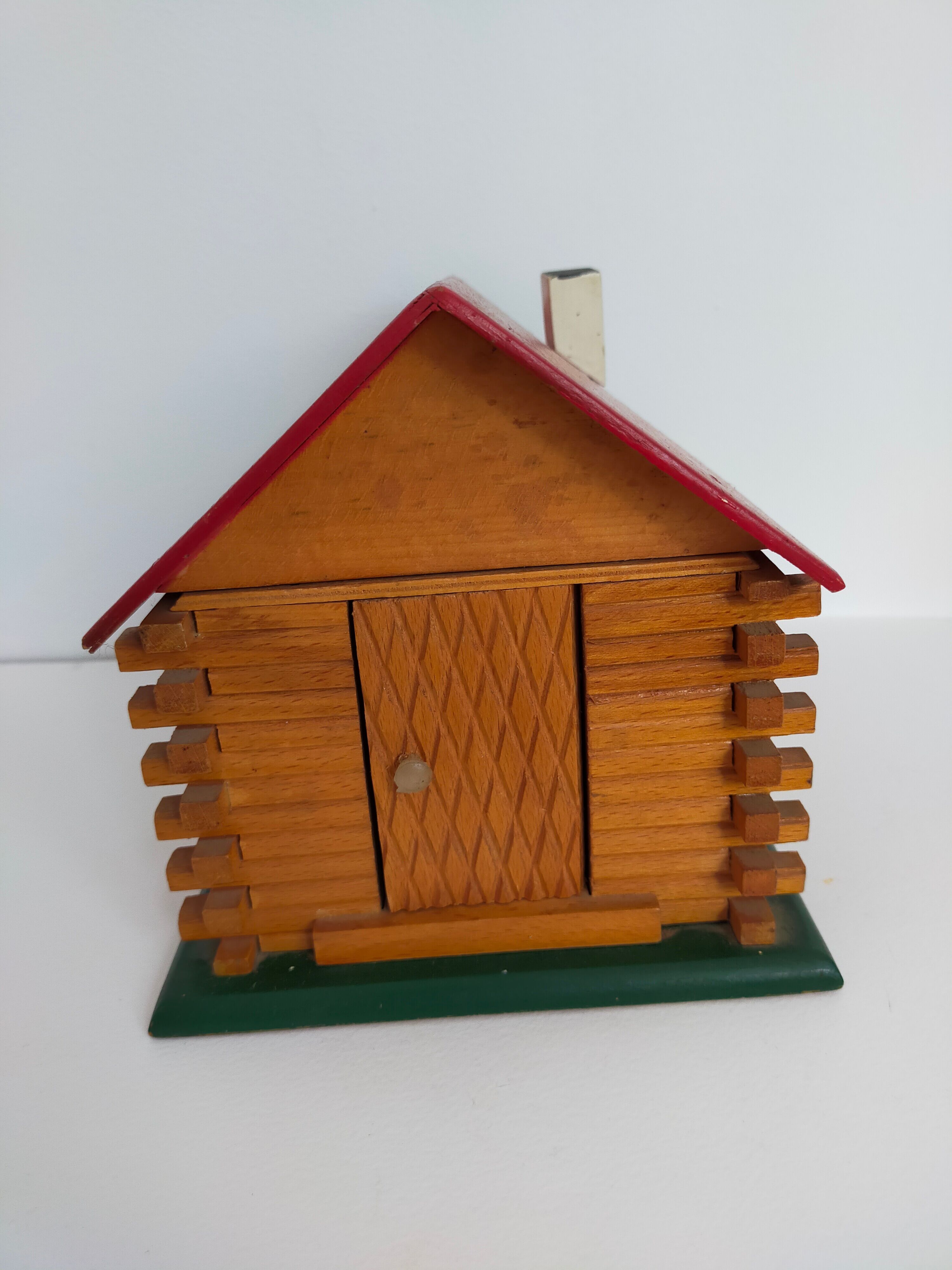 Wooden house furnished vintage toy child