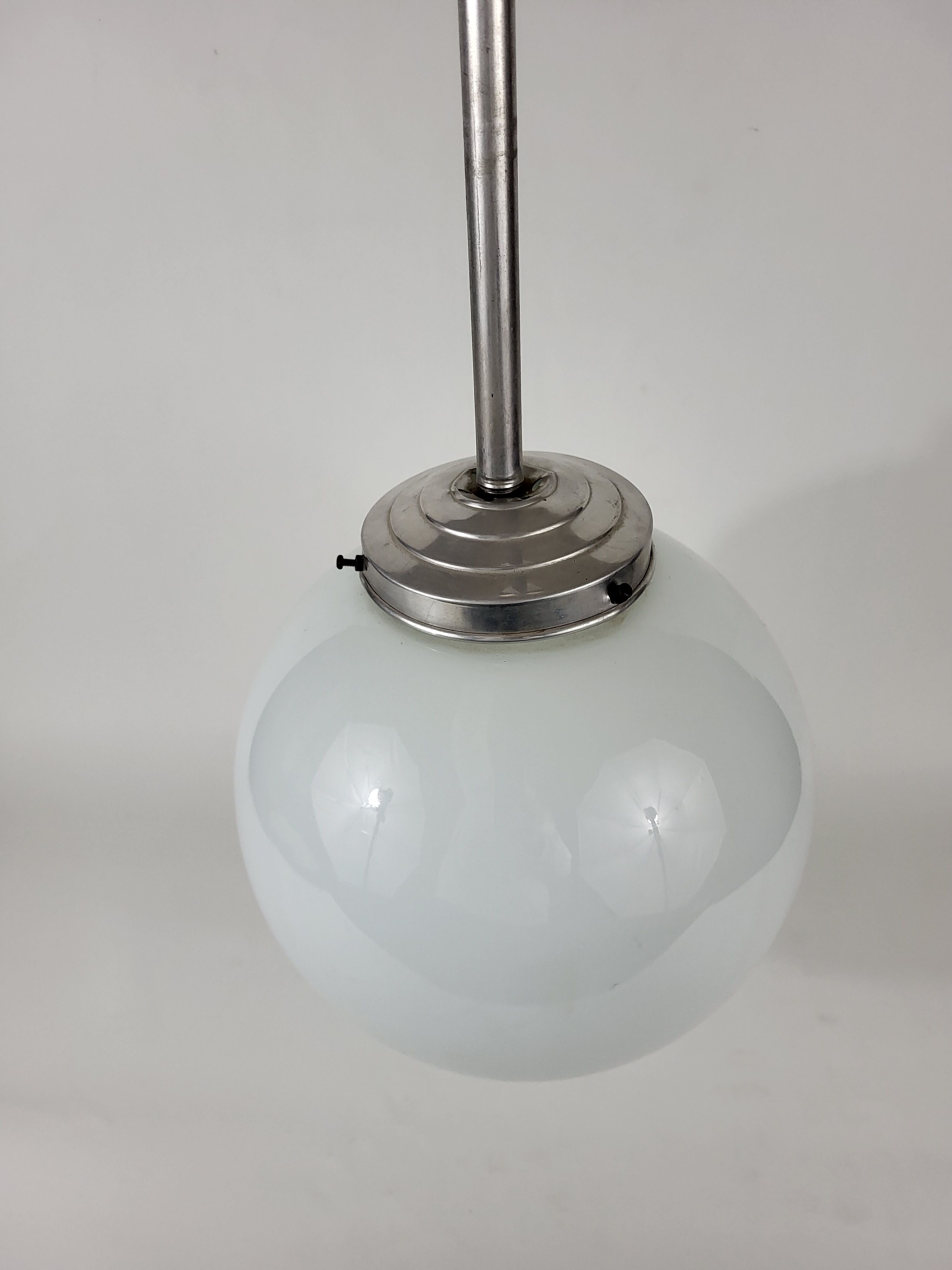 Art deco opaline glass globe pendant lamp