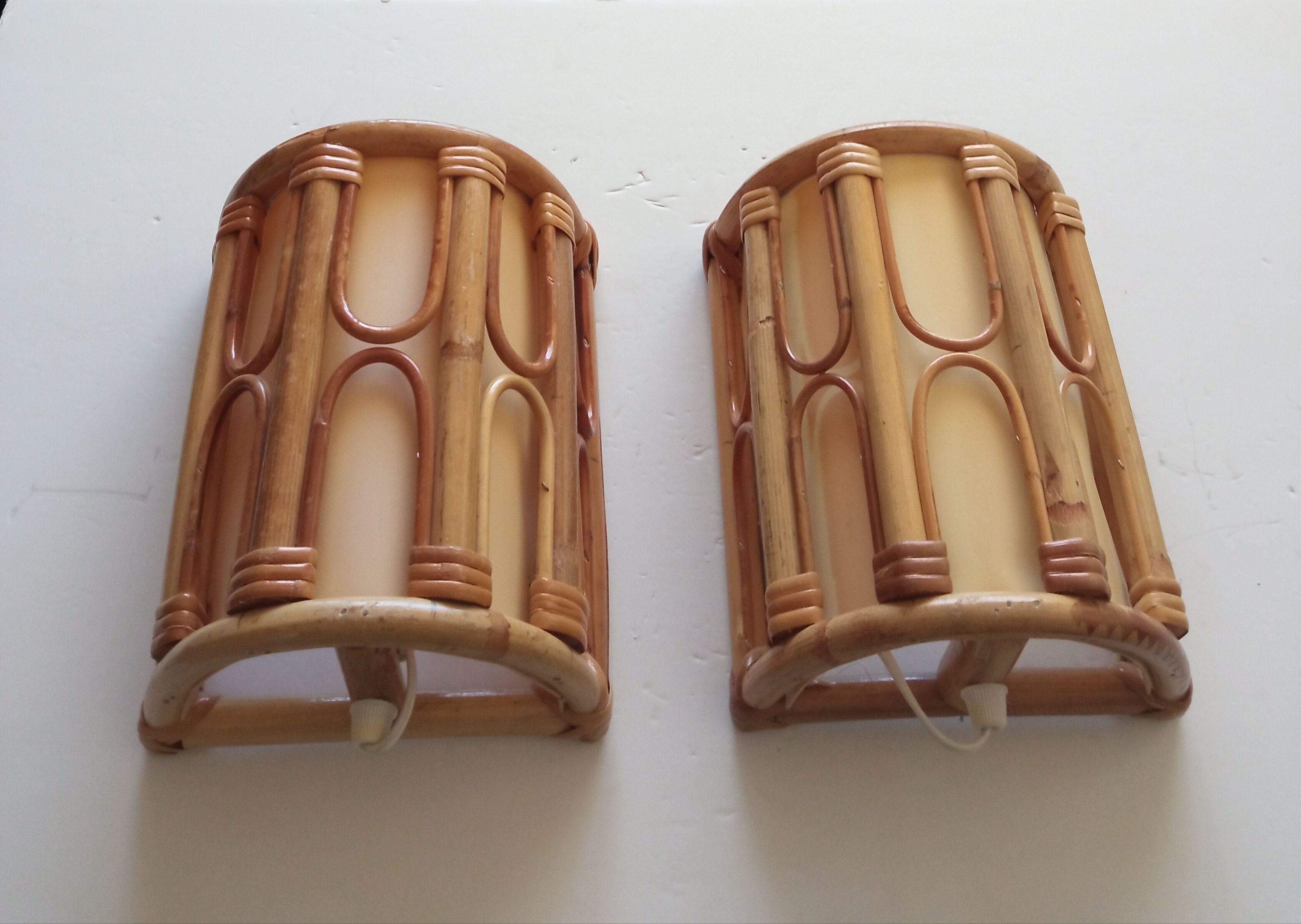 Pair of bamboo sconces
