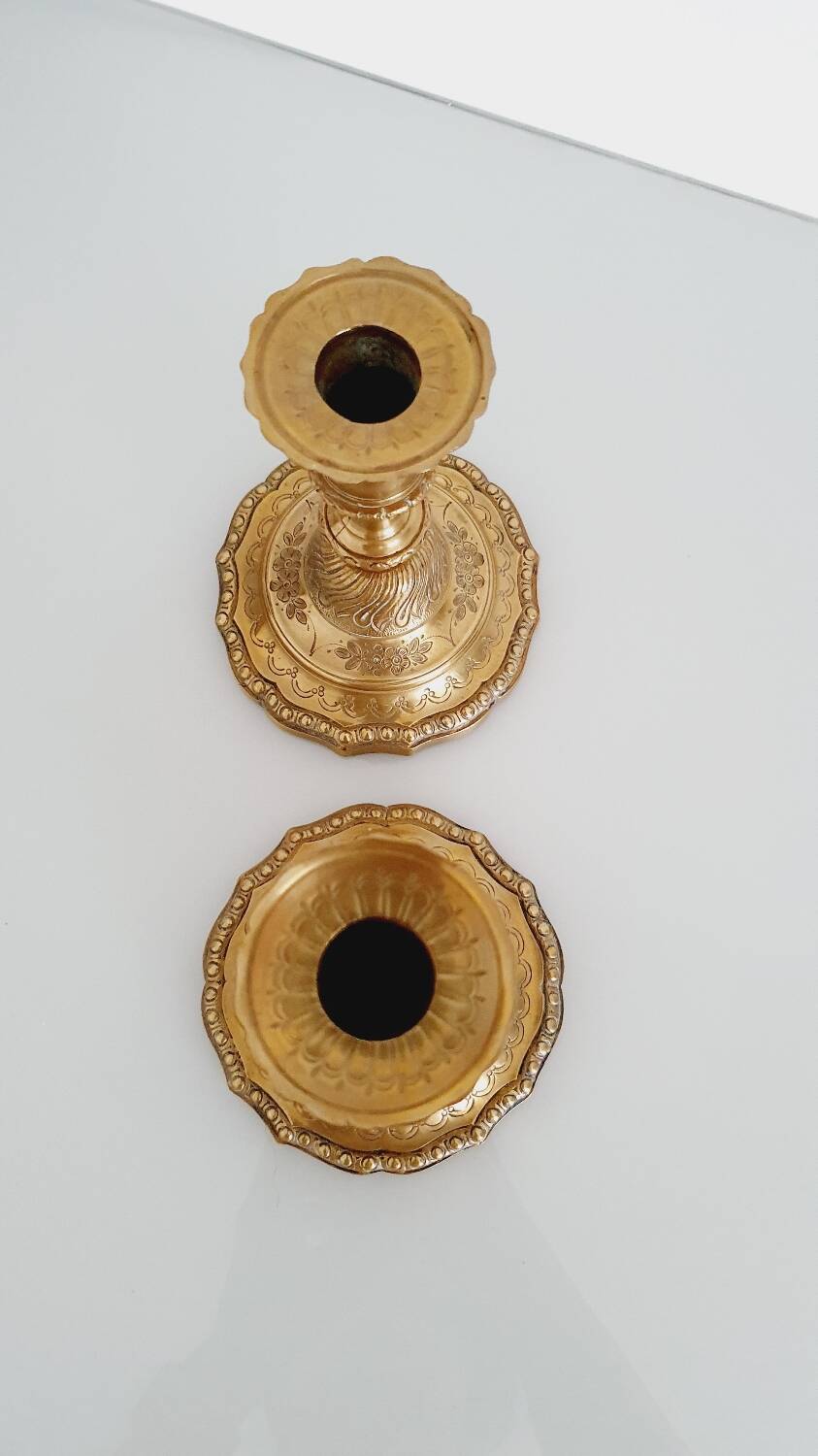 Pair of 19th century gilt bronze candlesticks - Château de Compiègne